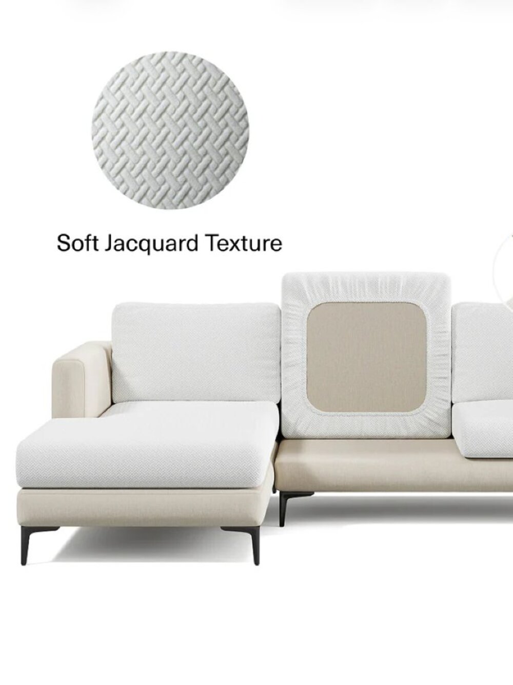 Nolan Interior Chaise Sofa Cover Set (White)